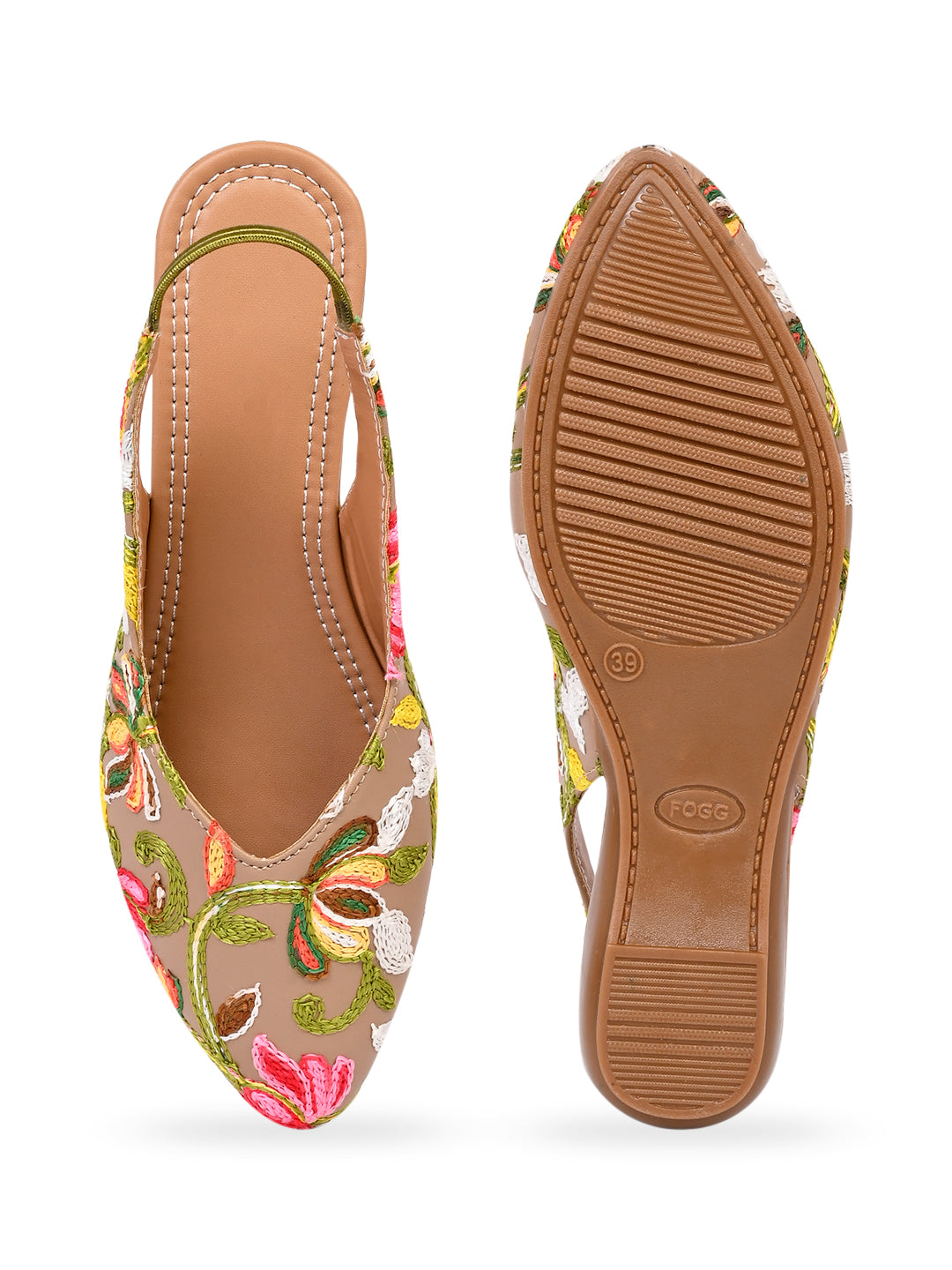 floral embroidered slingbacks for women & girls