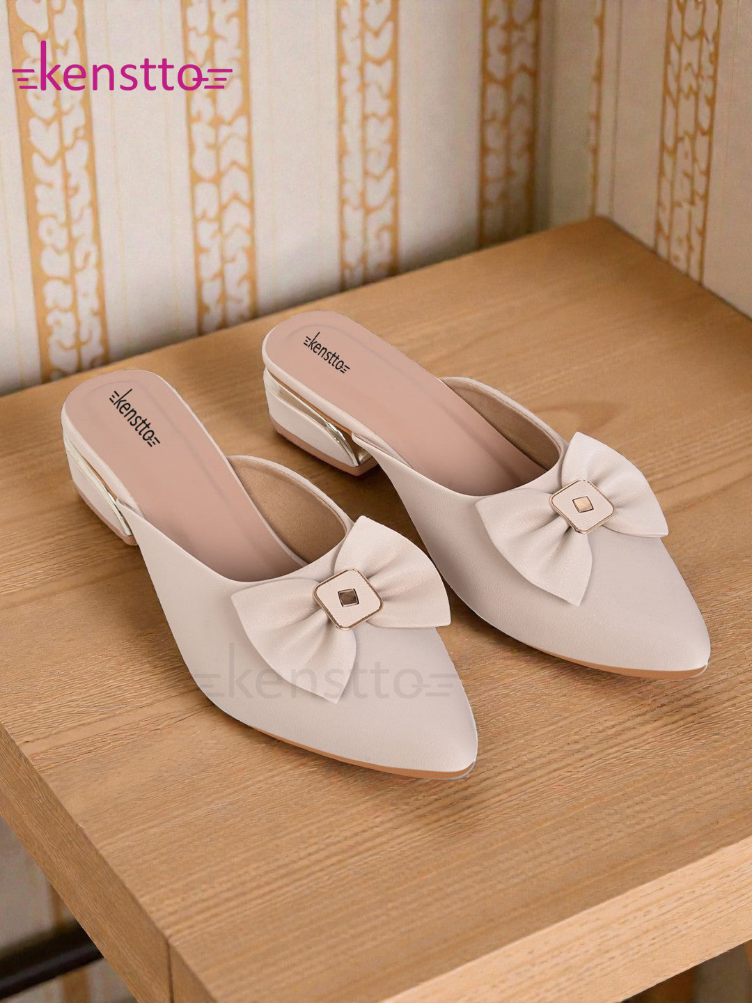 bow accent slip-on flats for women & girls