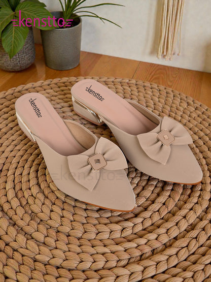 bow accent slip-on flats for women & girls