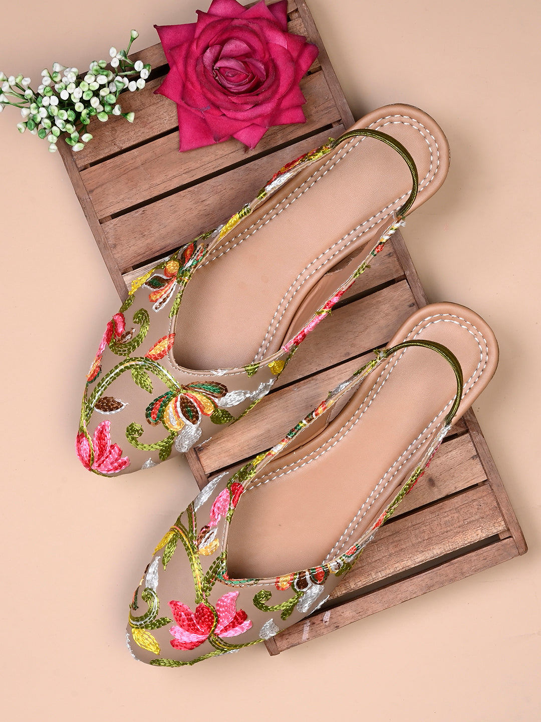 floral embroidered slingbacks for women & girls