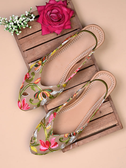 floral embroidered slingbacks for women & girls