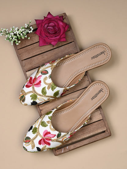 embroidered backless mules flats for women & girls