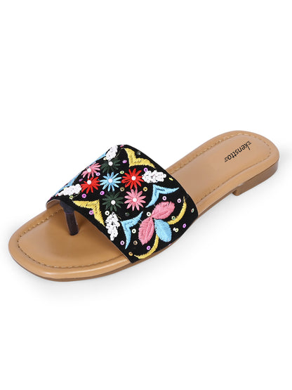 Kenstto Embroidery Work Flats for Women & Girls Ethnic Wear