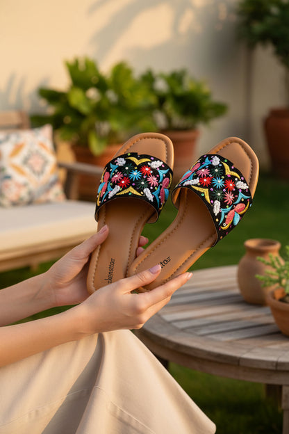 Kenstto Embroidery Work Flats for Women & Girls Ethnic Wear