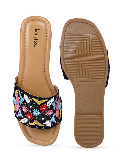 Kenstto Embroidery Work Flats for Women & Girls Ethnic Wear